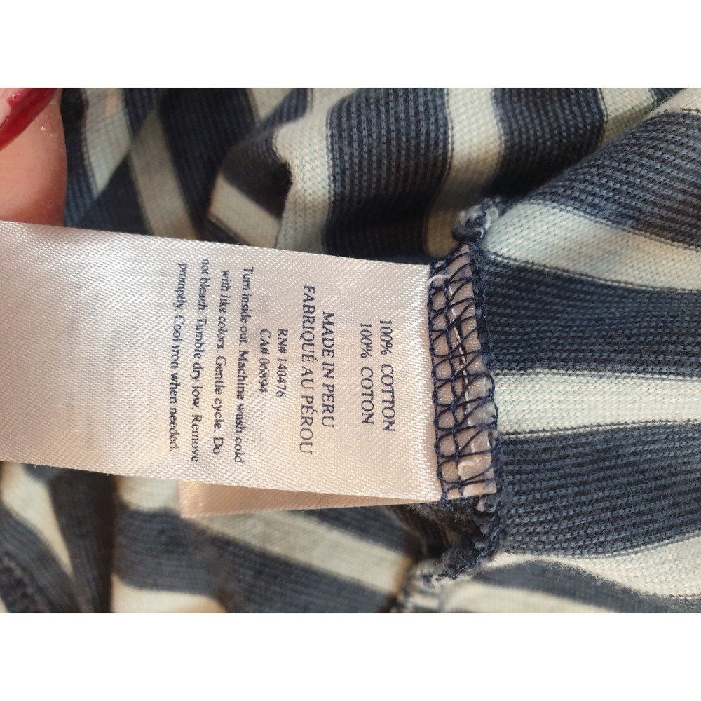 Faherty Polo Shirt Mens Large Blue White Stripe Isle Polo Short Sleeve Cotton - Picture 5 of 13